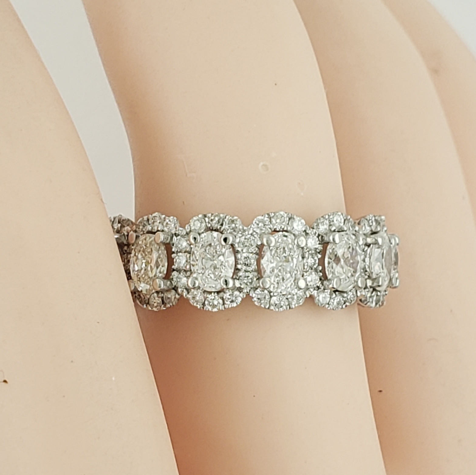 Oval Shape Eternity Band with Halo